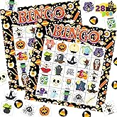 JOYIN 28 Players Halloween Bingo Cards Set, Halloween Bingo Game for School Classroom Family Group Activities, Halloween Party Supplies Adults Kids Indoor Board Games