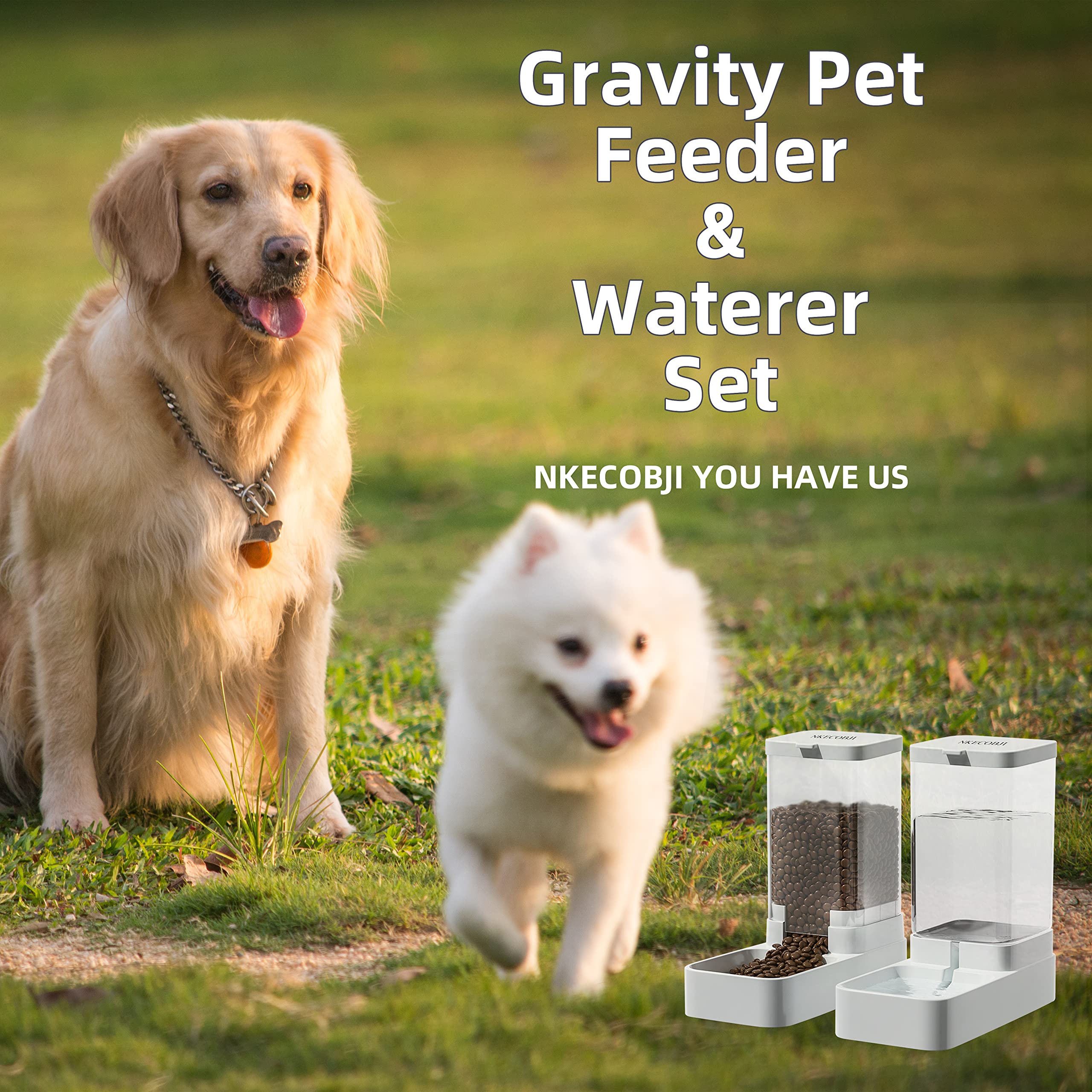 Mua NKECOBJI Gravity Pet Feeder and Water Dispenser Set, Automatic Dog