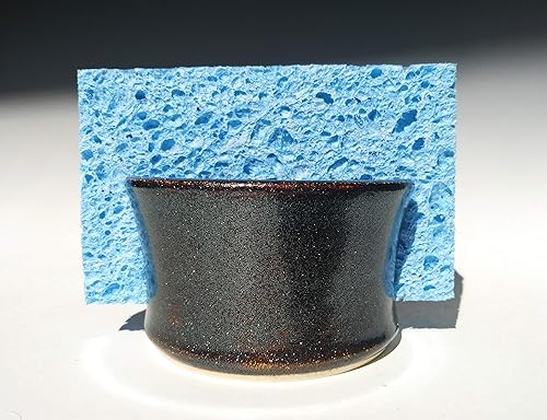 Sponge Holder/Sink Caddy, Handmade Ceramic, Black Sparkle Glitter by Purple Heather Pottery