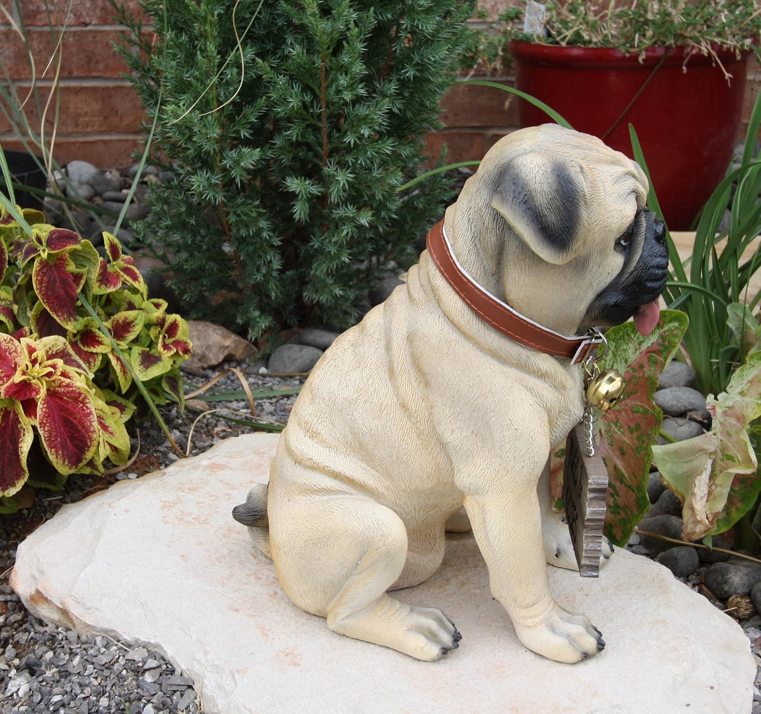 People Collectibles Large Adorable Pug Dog Garden Greeter Statue With