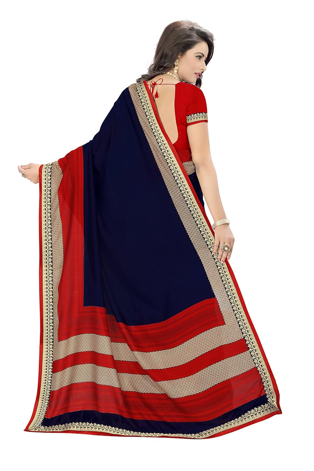 oomph! georgette saree with blouse piece