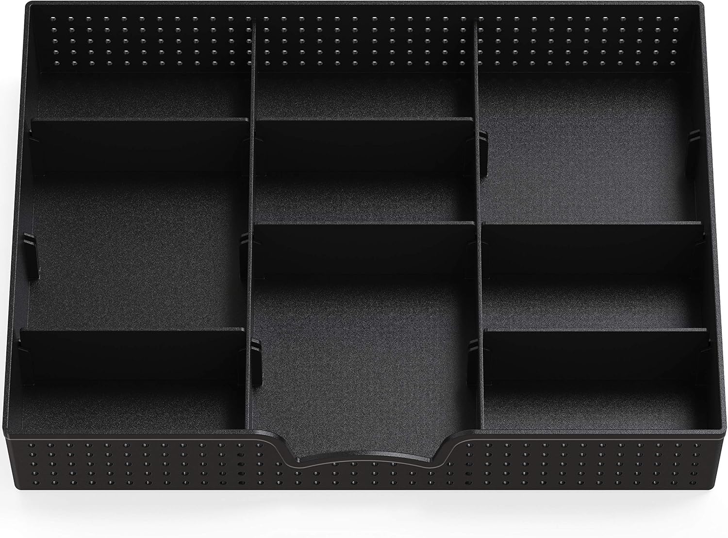 Simple Houseware Drawer Organizer Tray with 9 Adjustable Compartments, Black : Office Products