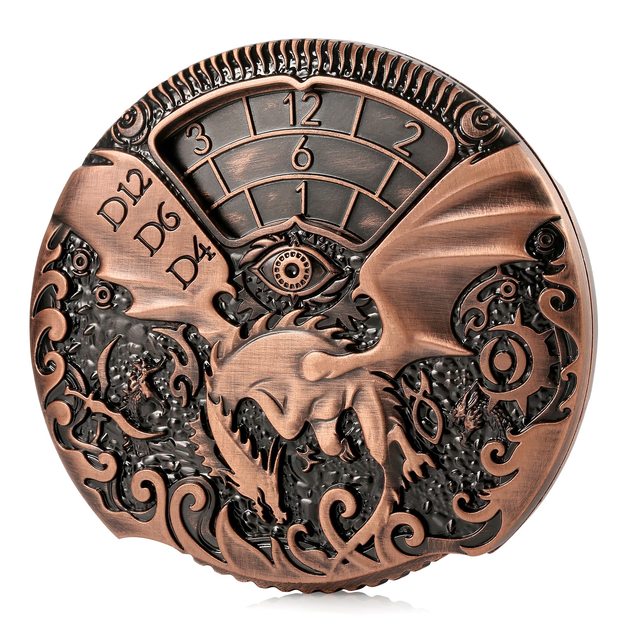 DND Spinner Dice DNDND 7-in-1 Fidget Spinner Metal D&D Dice Set with Grogeous Gift Box for Dungeons and Dragon and Tabletop Game (Copper)