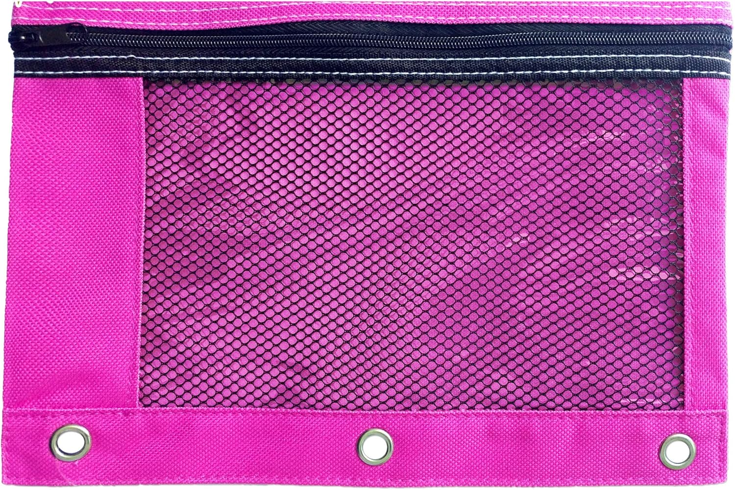 1 Pink Zippered Pencil Case by School Smarts - 3 Ring Pink Pencil Pouch for Binder with Mesh and plastic window. For Use in and Out of the Classroom.