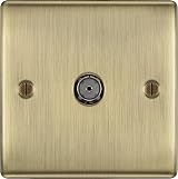 BG Electrical Single Co-Axial Socket Antique Brass Nexus Metal Range view 2