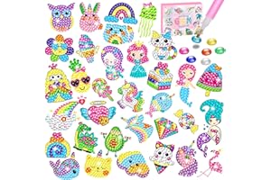 ACSAUMMY Diamond Painting Stickers, 33pcs Diamond Arts Paintings Stickers Kits for Kids Mermaid 5D DIY Diamond Dots Painting Self-Adhesive Mosaic Stickers Unicorn Gem Arts and Crafts for Kids Girls