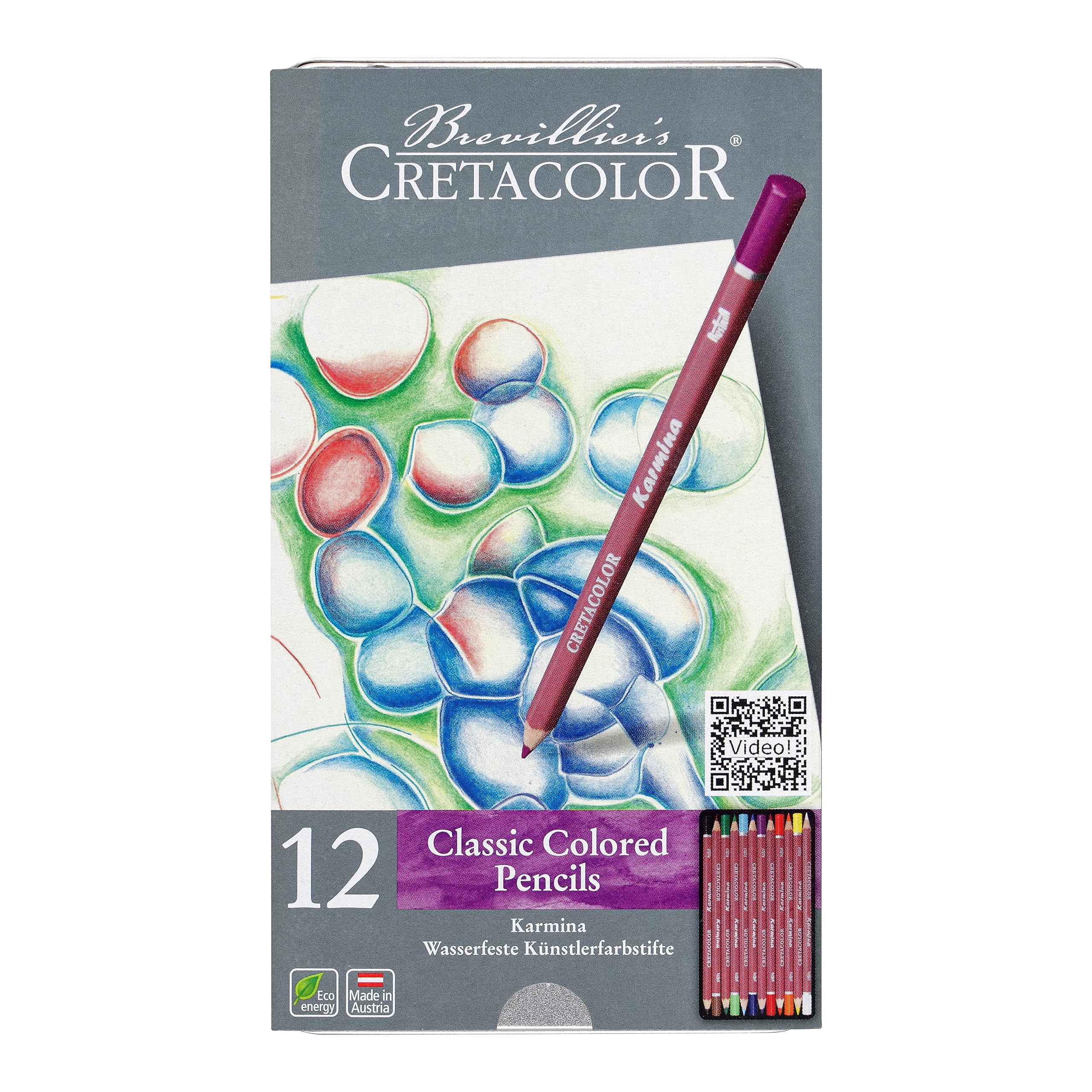 Cretacolor - Karmina - Tin of 12 Assorted Coloured Pencils