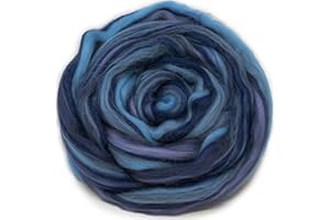 LIVING DREAMS YARN Festival Merino Wool Fiber. Colorful Combed top roving for Hand Spinning, Needle Felting, Wet Felting, soap Making and Dryer Balls. Storm in a Teacup