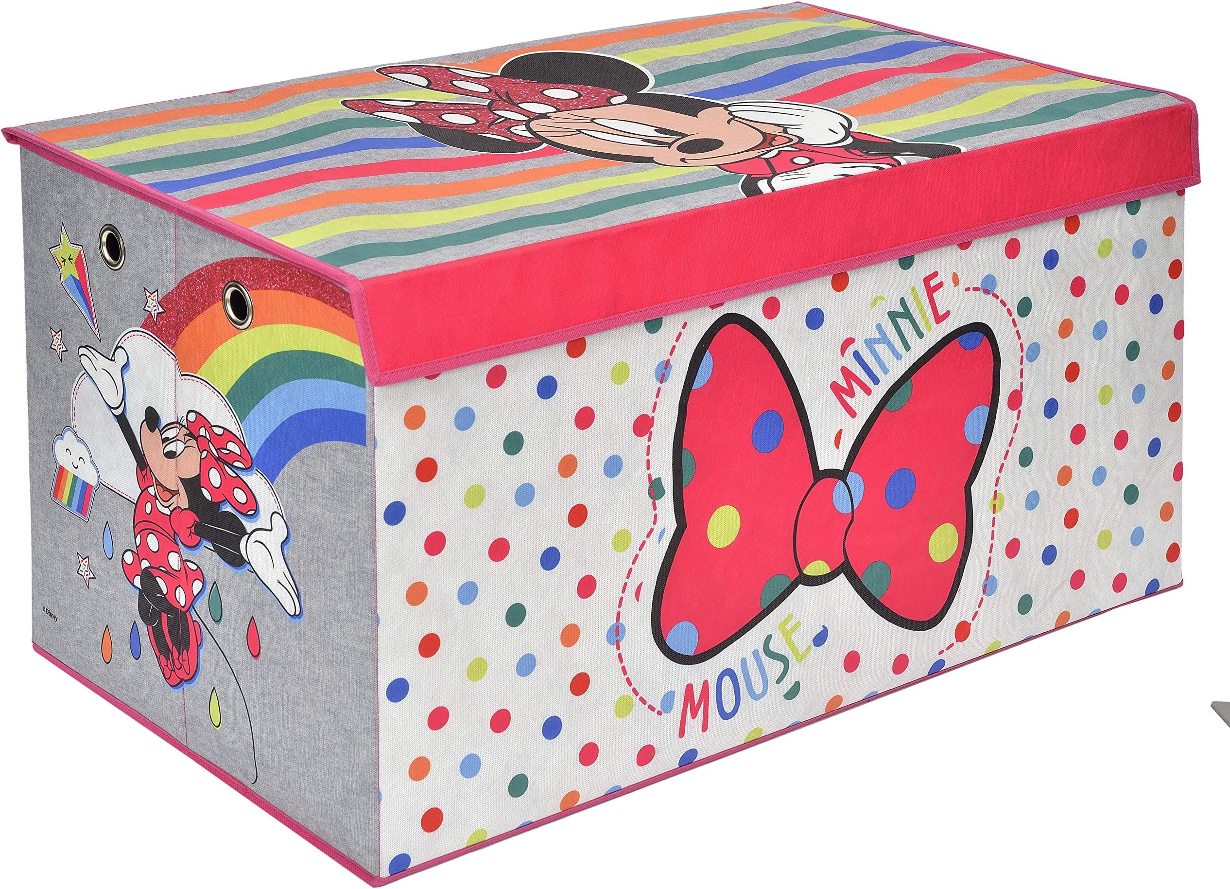 Minnie Mouse Rainbow Folding Soft Storage Bench, Perfect Toy Box or Chest for Playrooms, Officially Licensed Product