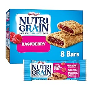 Kellogg's Nutri-Grain, Soft Baked Breakfast Bars, Raspberry, Made with Whole Grain, 10.4 oz (8 Count)