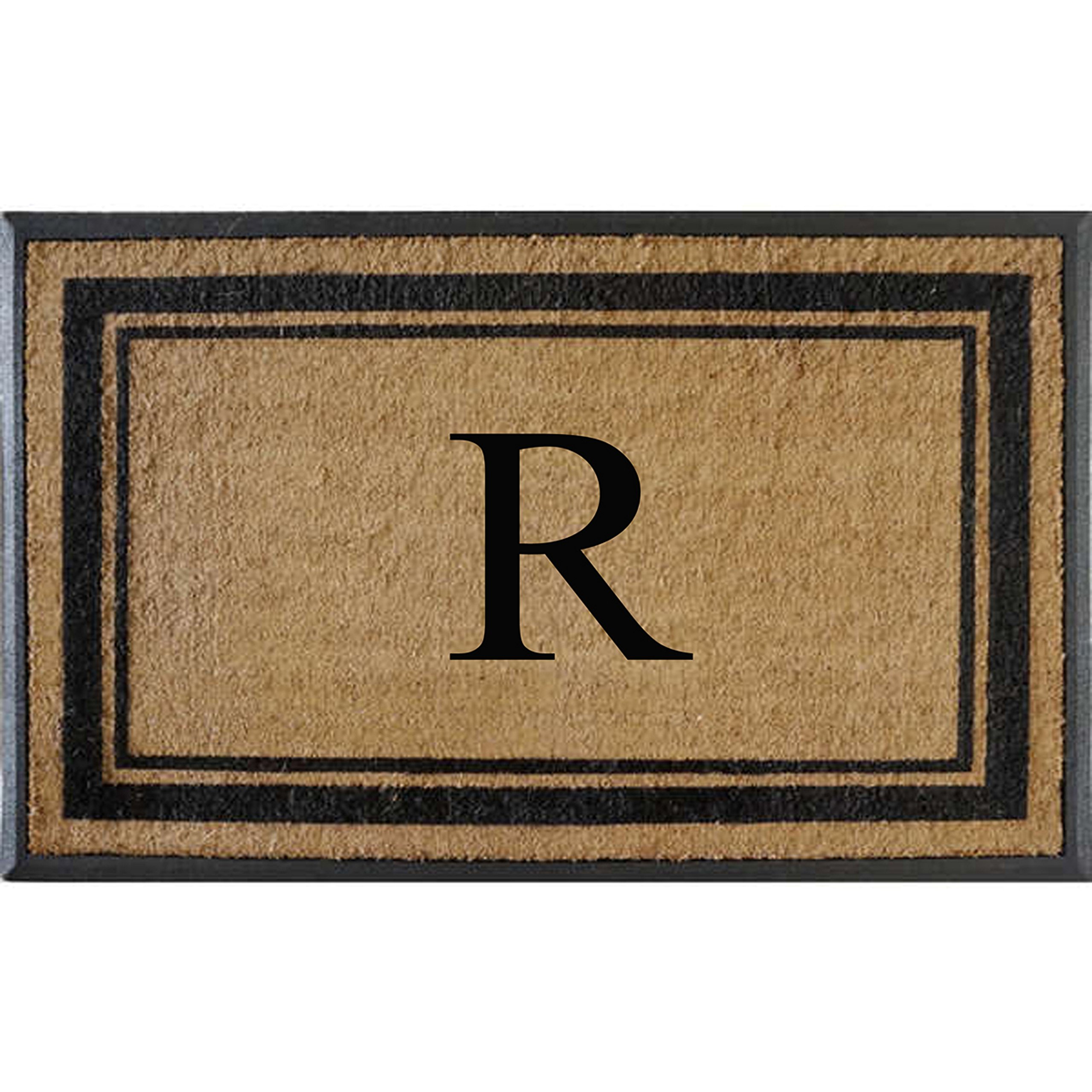 A1HC Natural Coir & Rubber Hand-Flocked Monogrammed Doormat – Heavy Duty Anti-Shedding Front Door Mat, Thick & Durable Entrance Mat, 30” x 48” – R