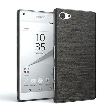 EAZY CASE Hülle für Sony Xperia Z5 Compact Schutzhülle Silikon, gebürstet, Slimcover in Edelstahl Optik, Handyhülle, TPU Hüll