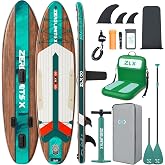 ZLX Inflatable Paddle Board, 11'6"/10'6" x 33" Stable Stand Up Paddleboard | Unique Center Fin, Non-Slip Deck Pad, Complete Accessories, Extra Wide SUP for Beginners, All Skill Levels On Any Water
