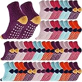 Foaincore 24 Pair Winter Non Slip Socks for Women Fluffy Soft Grippy Fuzzy Hospital Slipper Socks with Grips for Winter gift