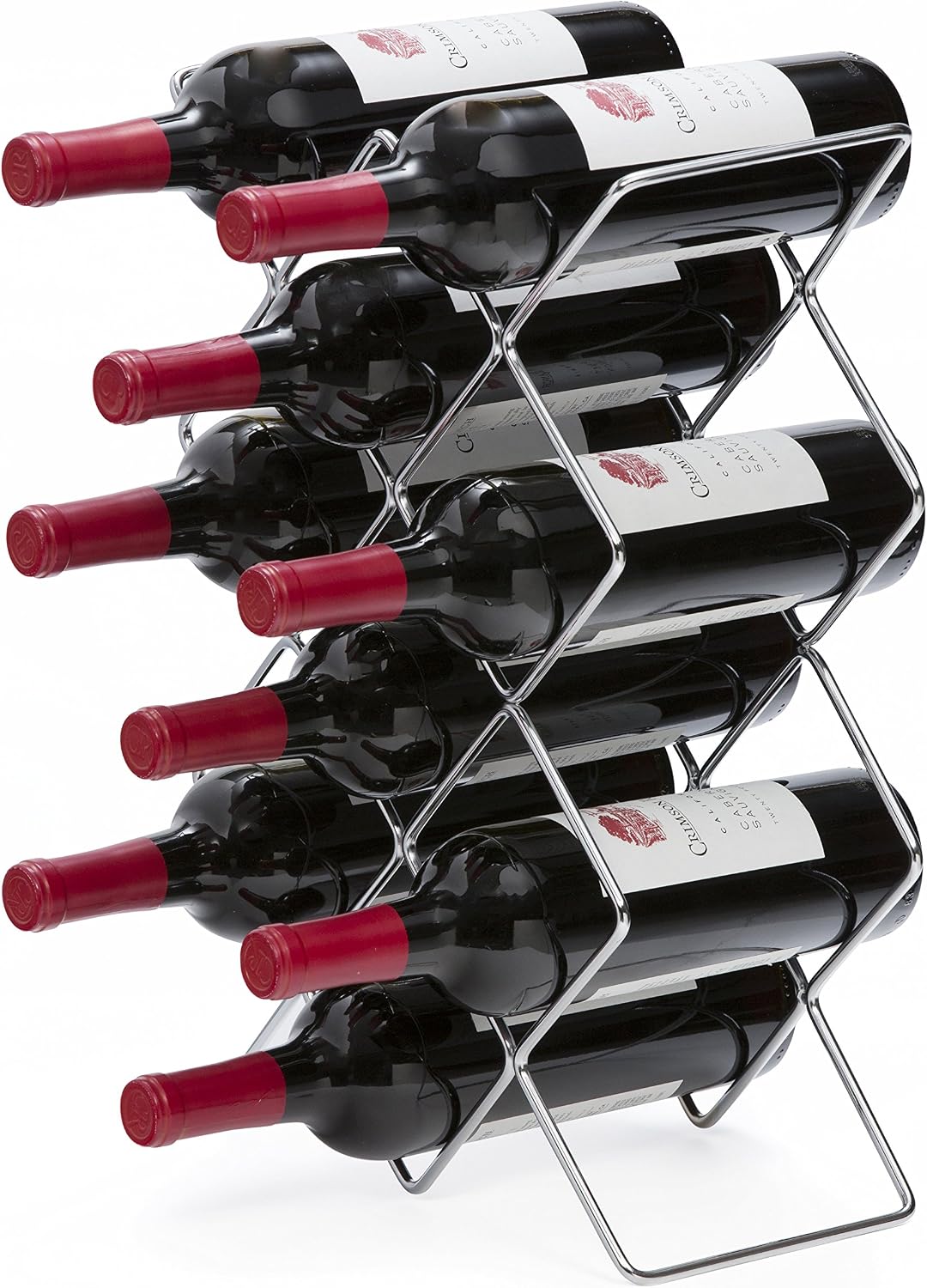 Mango Steam 10 Bottle Silver Wine Rack Counter Top - Storage Organizer for Kitchen Pantry, & Fridge, 45.7 x 30.5 x 15.2 centimetres - Image 3