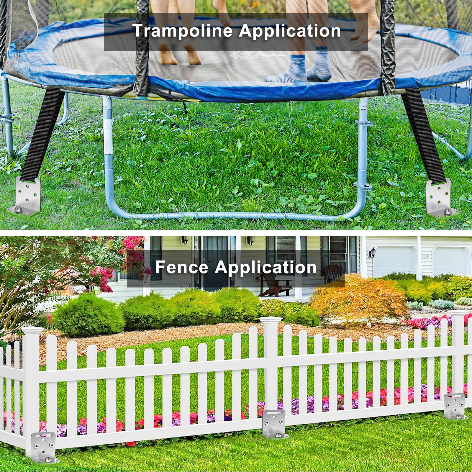 BeneLabel Zeltheringe Erdanker Bodenanker, 67cm Schwerlast Trampolin Schraubheringe Erdnägel 5cm Spirale 2er Windsturm Klettergerüst Spike für Schaukel/Camping/Schuppen/Hund/Carport mit Fester Platte 2