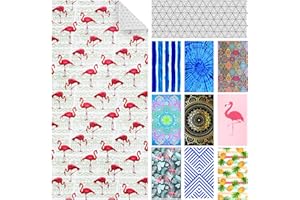 GENOVEGA Oversized Pink Flamingo Microfiber Sandproof Beach towel 36 x 72, Quick Dry Sand Free Thin Lightweight Compact, Big Pool Travel Swim Towels Adult Accessories Cruise Essentials Must Haves Necessities