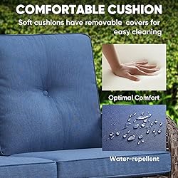 HUMMUH Outdoor Loveseat Sofa 2-Seat PE Wicker