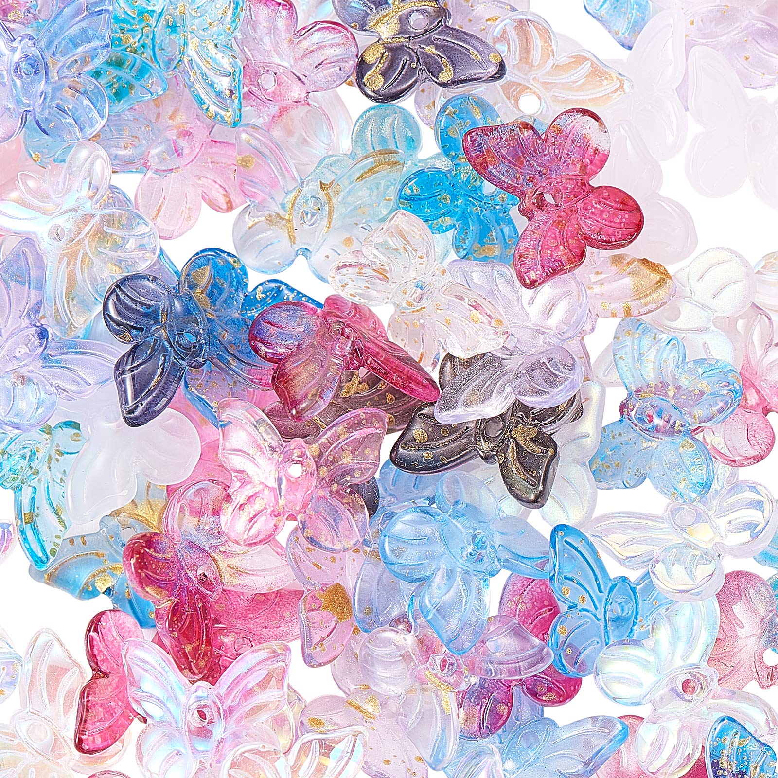 Airssory 100 Pcs Transparent Glass Crystal Charms Mixed Style Butterfly for Jewelry Making DIY Crafts Accessories - 9.5x11mm