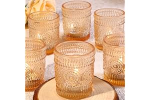 TRIRITE 36 Gold Glass Votive Candle Holders for Tables, Glass Tealight Candle Holders Bulk for Wedding Centerpiece Decor, Tea Light Candle Holders for Dinner Table (Gold, 36)