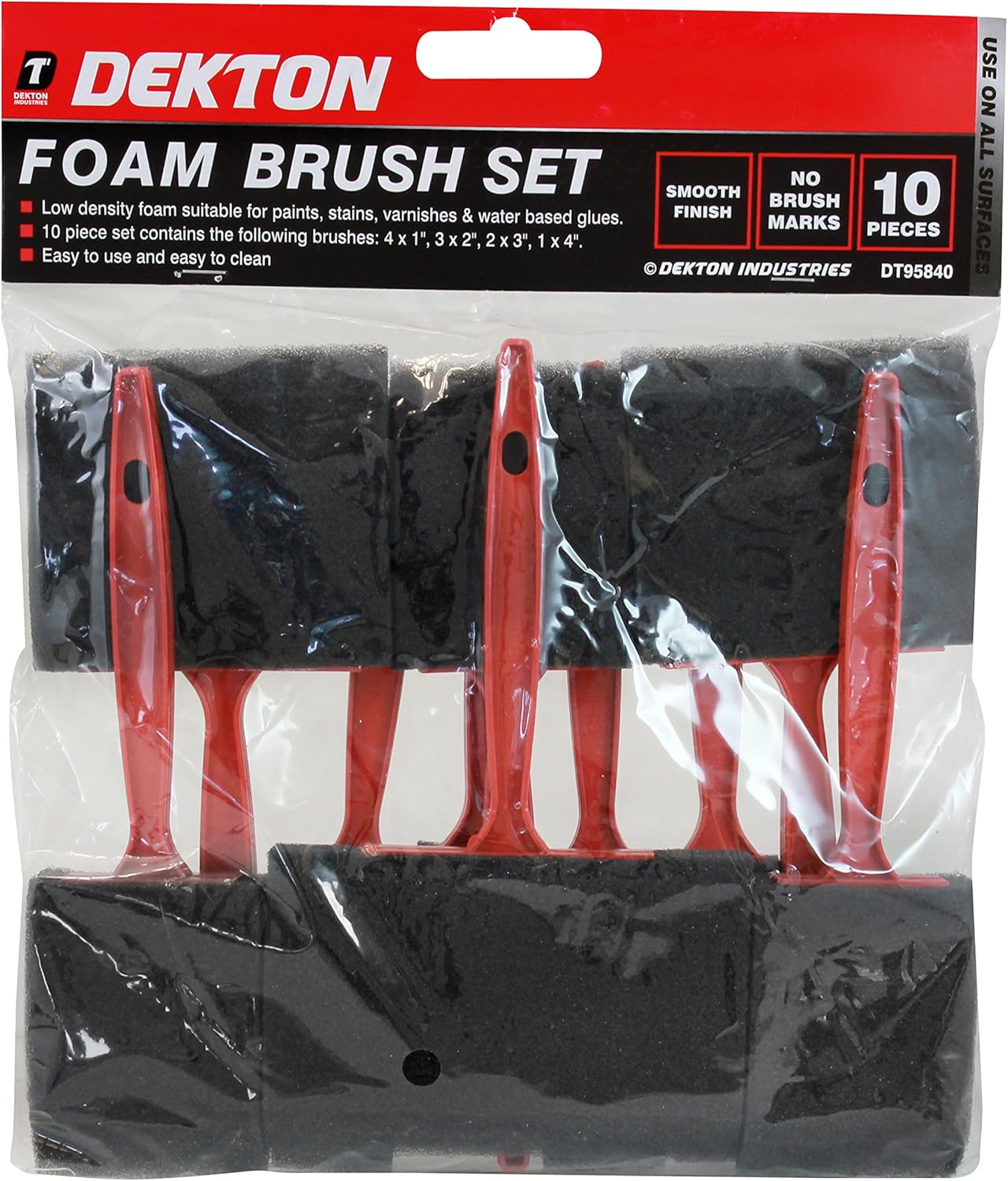10Pc Foam Brush Brush Set contains 10 foam brushes in a range of sizes