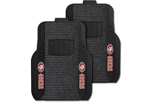 FANMATS 13793 NFL - San Francisco 49ers 2-pc Deluxe Car Mat Set | Black | 21"x27" | Oval SF Primary Logo & Wordmark