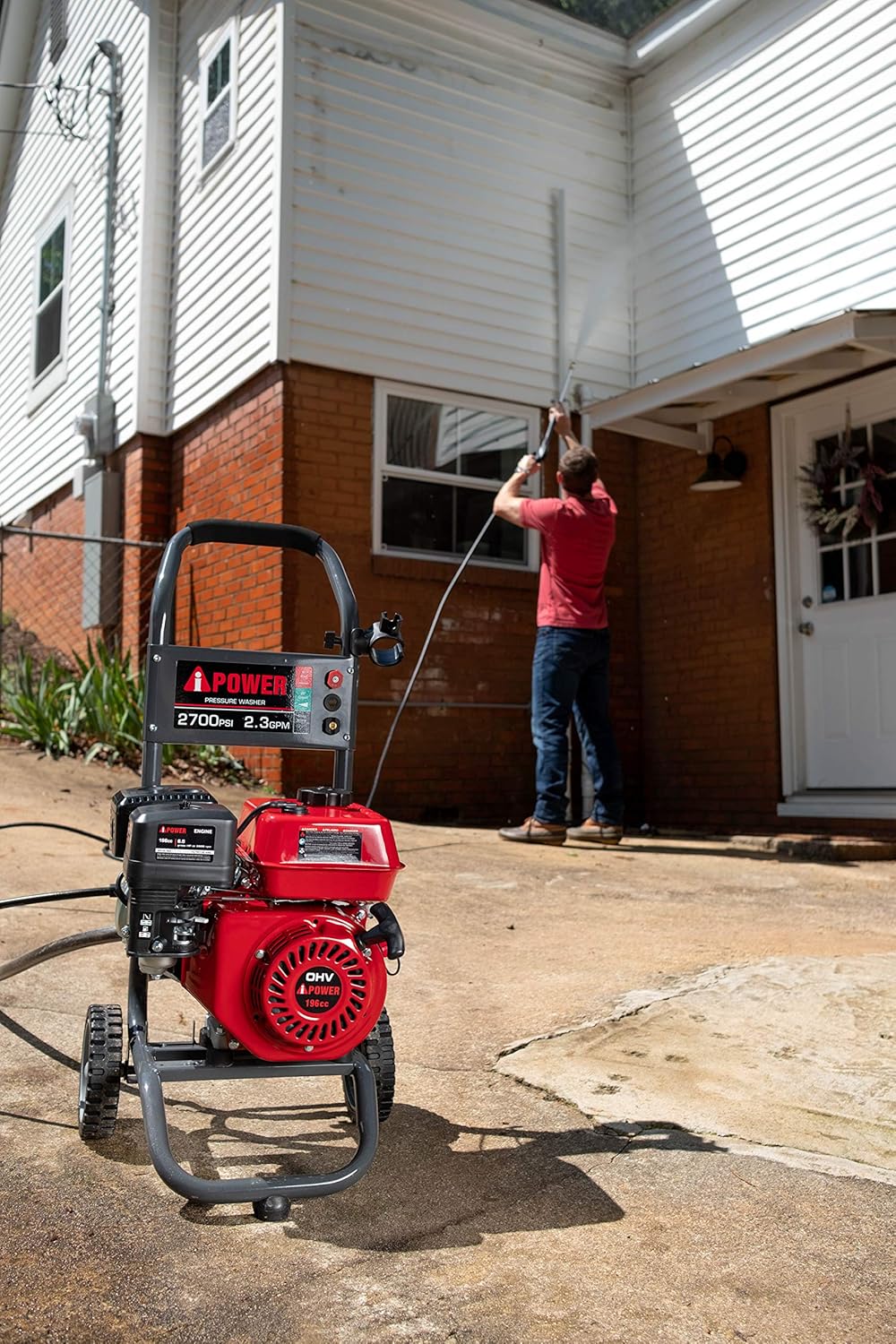 A-iPower APW2700C Gas Powered Pressure Washer 2700 PSI and 2.3 GPM 7HP with 3 Nozzle Attachments, CARB Compliant, Red : Garden & Outdoor