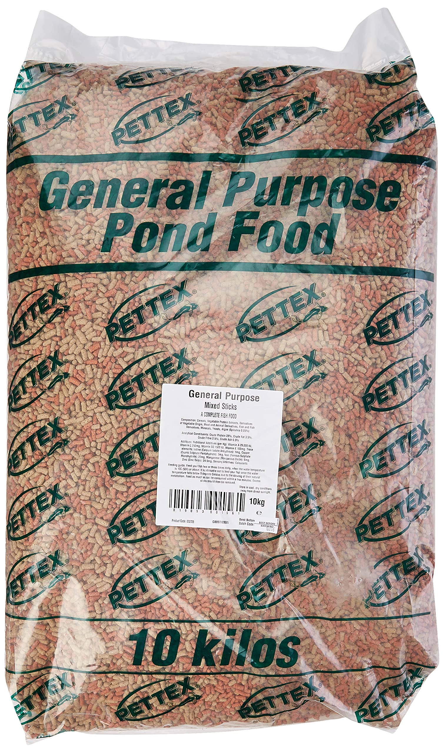 Pettex Complete General Mixed Pond Sticks Fish Food, 10 kg, transparent