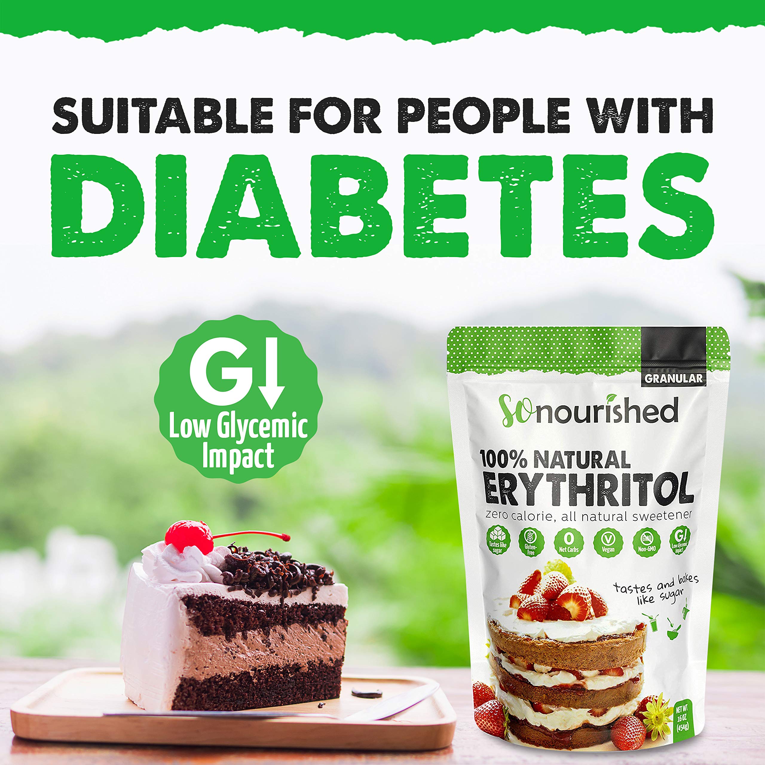 Erythritol Sweetener Granular (1 lb / 16 oz) Perfect for Diabetics