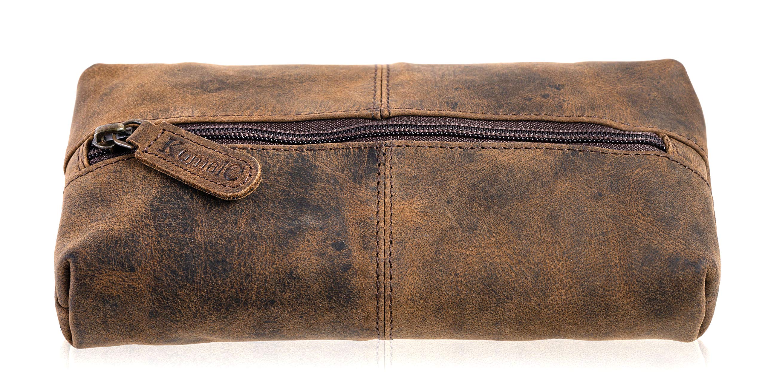 KomalC Leather Zip-Lock Cosmetic Makeup Pouch Bag Pen Pencil case