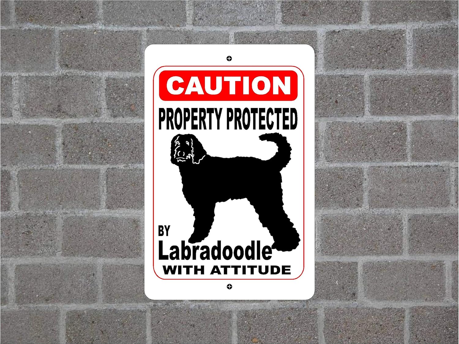 Lplpol Metallschild mit Aufschrift "Property Protected By Labradoodle