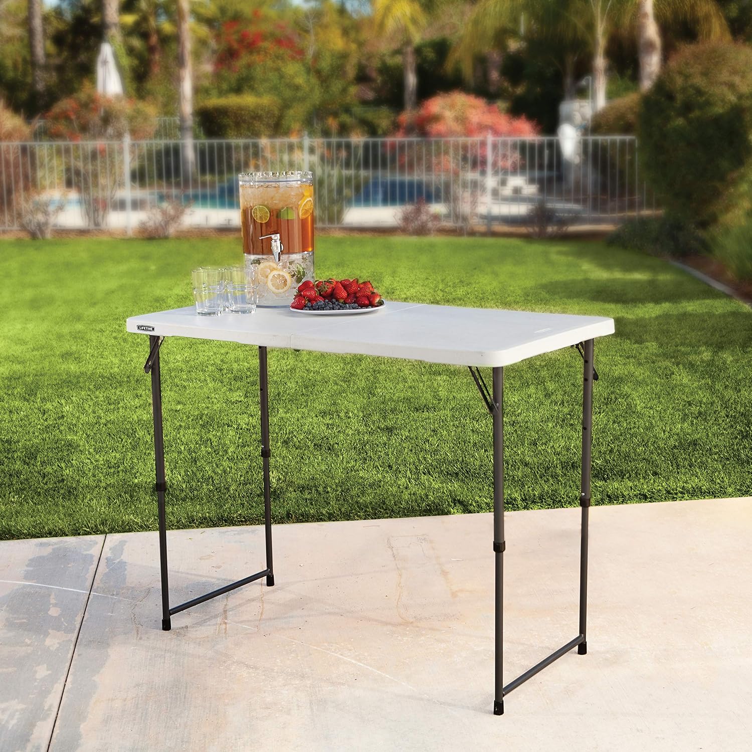 Lifetime Height Adjustable Craft Camping and Utility Folding Table, 4 ft, 4'/48 x 24, White Granite : Sewing Table : Garden & Outdoor