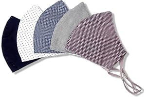 Hope Love Shine Cotton Face Masks w/Adjustable Ear Loops & Filter Pocket - Reusable, Breathable, Washable Cloth Fabric Face Masks for Women, Men, Adult (Assorted Minimal Design - 5 Pack)