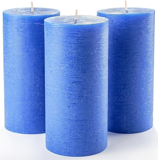 Amazon Com Blue Pillar Candles Set Of 3 3 X 6 Navy Unscented