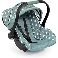 Bayer - Deluxe Doll Car Seat - Safety Belt, Sun Canopy, Accessories for Baby Dolls - Dolls up to 18” - Age 3+ - Grey Green - 