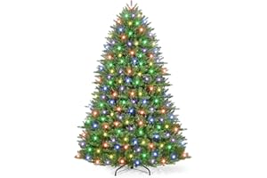 2025 Upgraded Artificial Christmas Tree 4.5FT with Lights, Flocked Slim Automatic Xmas Tree with Realistic Branches, Sturdy I