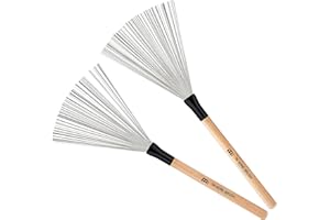 Meinl Stick & Brush 7A Drum Brushes Pair, Wood Handles with Fixed Metal Wires — Made in Canada — for Jazz, Lessons, and Acoustic Music (SB302)