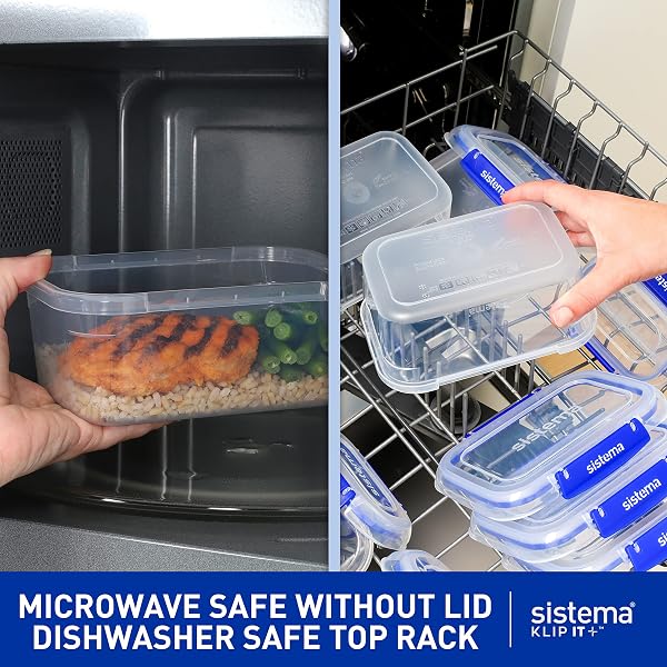 SISTEMA KLIP IT PLUS LEAKPROOF FOOD STORAGE CONTAINERS | 2.2 L | AIRTIGHT, STACKABLE & NESTABLE MEAL PREP CONTAINERS WITH LIDS | LUNCH BOXES | BPA-FREE | 3 COUNT, BLUE