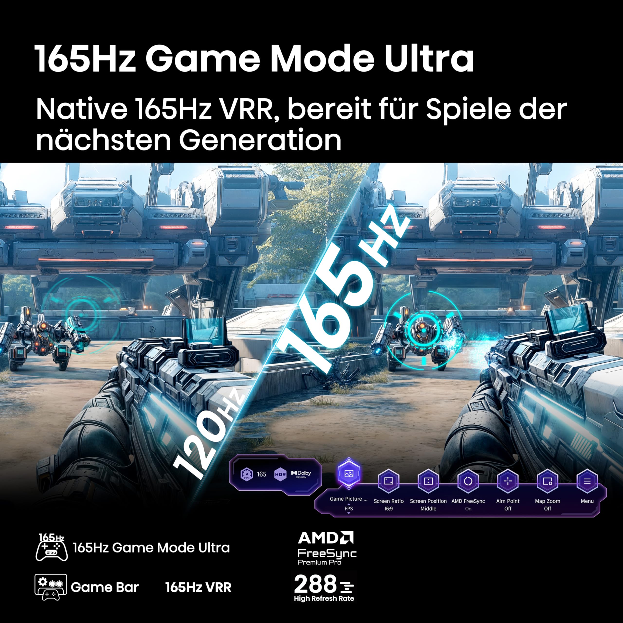 Hisense 65U7Q Pro Fernseher 65 Zoll, 4K Mini LED, Smart TV, Hi-View AI Engine Pro, 165Hz Game Mode Ultra, FreeSync Premium Pro, 2.1.2 ch. Surround Sound, Dolby Vision IQ Atmos, Sprachsteuerung [2025] 6