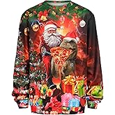 Kosgraiy Ugly Christmas Sweatshirt for Men Women Funny 3D Print Pullover Long Sleeve Xmas Sweater Shirt