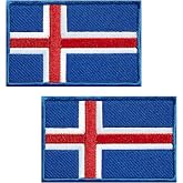 JBSJBS Iceland Flag Embroidered Patches Icelandic Flags Patch Iceland Military Tactical Patch Team Logo Decorations(2Pack)