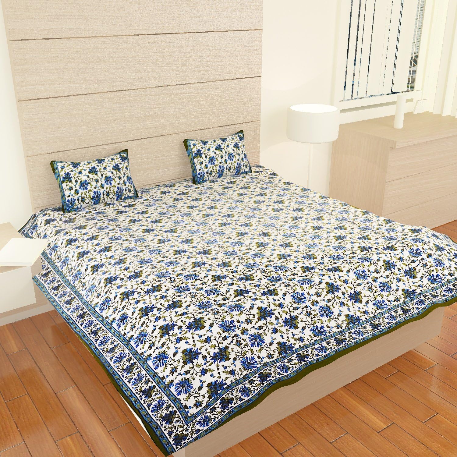 traditional mafia Luxury Collection-Printed Double Bed Sheet Set with 2 Pillow Covers, King Size, Multicolor