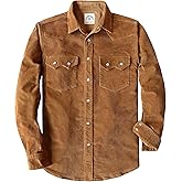 Dubinik® 10 oz Ultra Heavyweight Corduroy Pearl Snap Shirt Men Western Vintage Jacket Long Sleeve Casual Cotton 2 Pockets