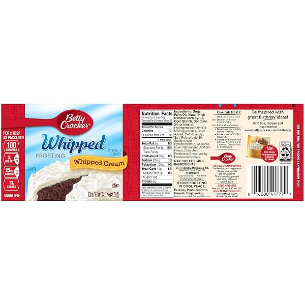 BETTY CROCKER FROSTING, WHIPPED GLUTEN FREE FROSTING, WHIPPED CREAM, 12 OZ CANISTER