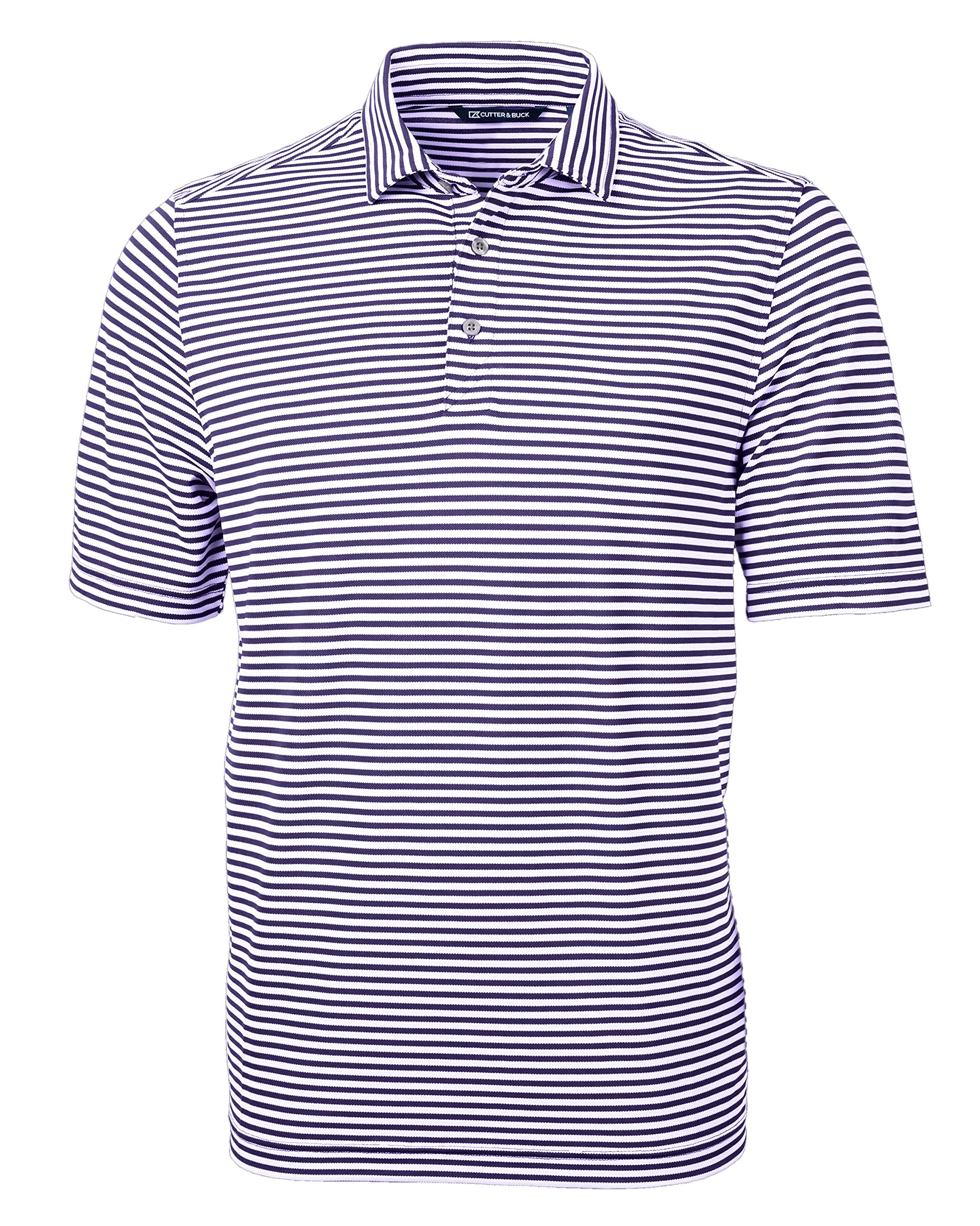 Cutter & Buck Short Sleeve Virtue Eco Pique Stripe Recycled Mens Big and Tall Polo, College Purple, 1XB