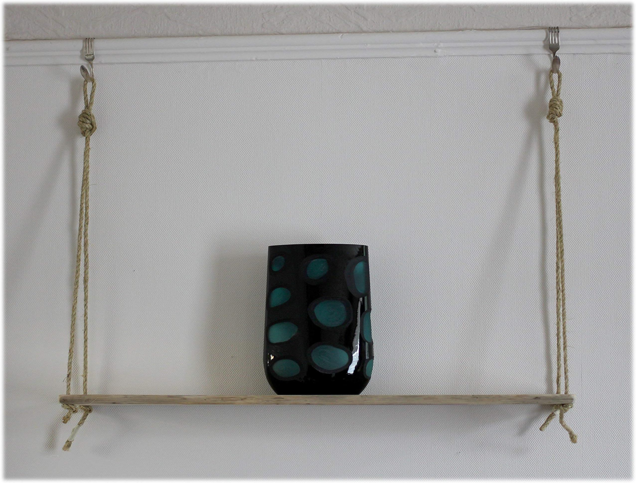 6" Wide Apartment Rope Shelf, Hanging Shelf, Boho Shelf for Picture Rail, reclaimed pine with jute rope perfect for rented properties!