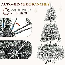 YITAHOME Prelit Snow Flocked Artificial Full
