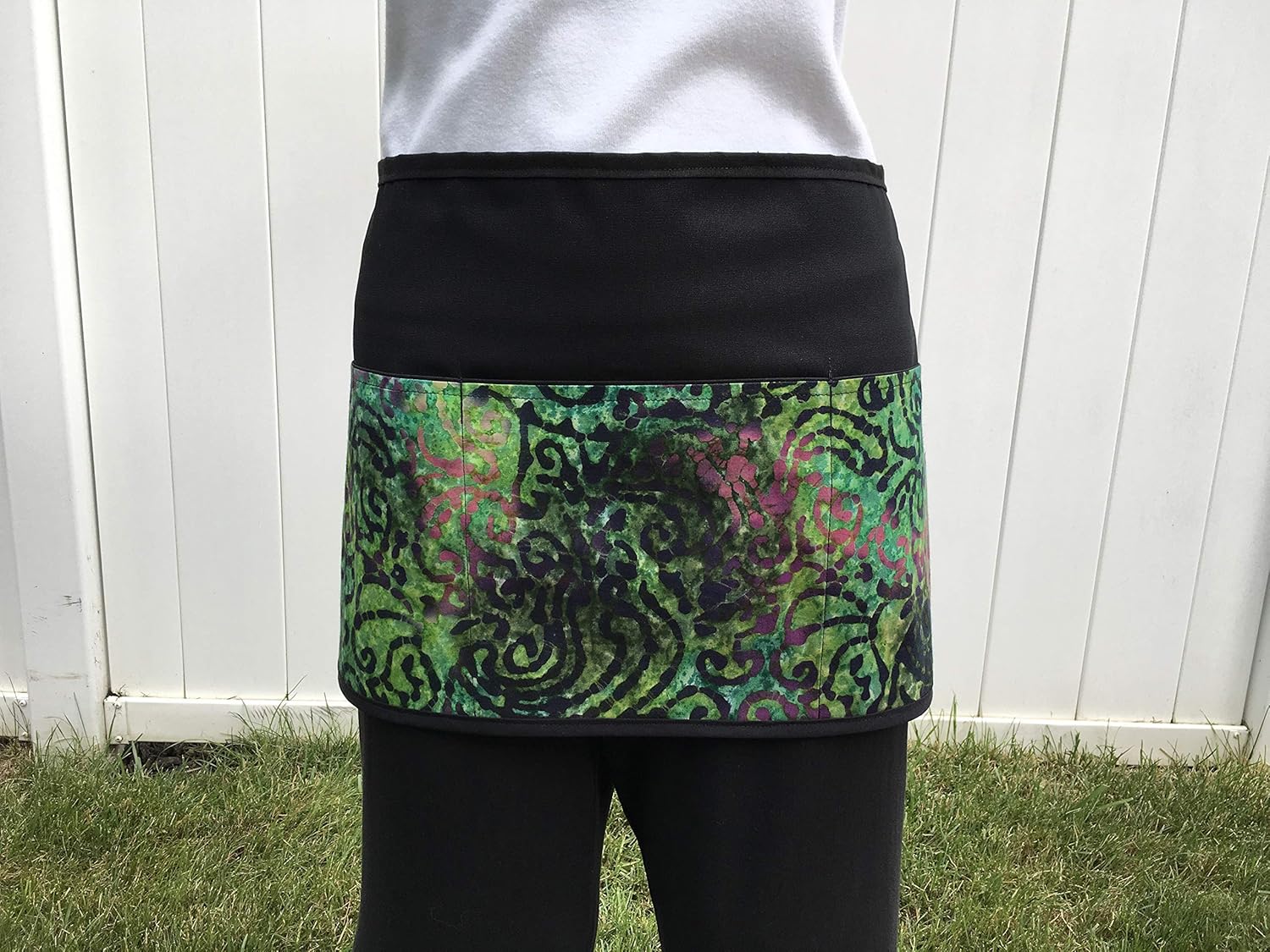 Waitress,Server, TieDye cute apron 3 pocket black half