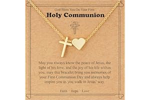 WEDDINEN First Communion Confirmation Baptism Jewelry Gifts for Teens Girls Kids,Cross Heart Necklace for Women Girls Christi