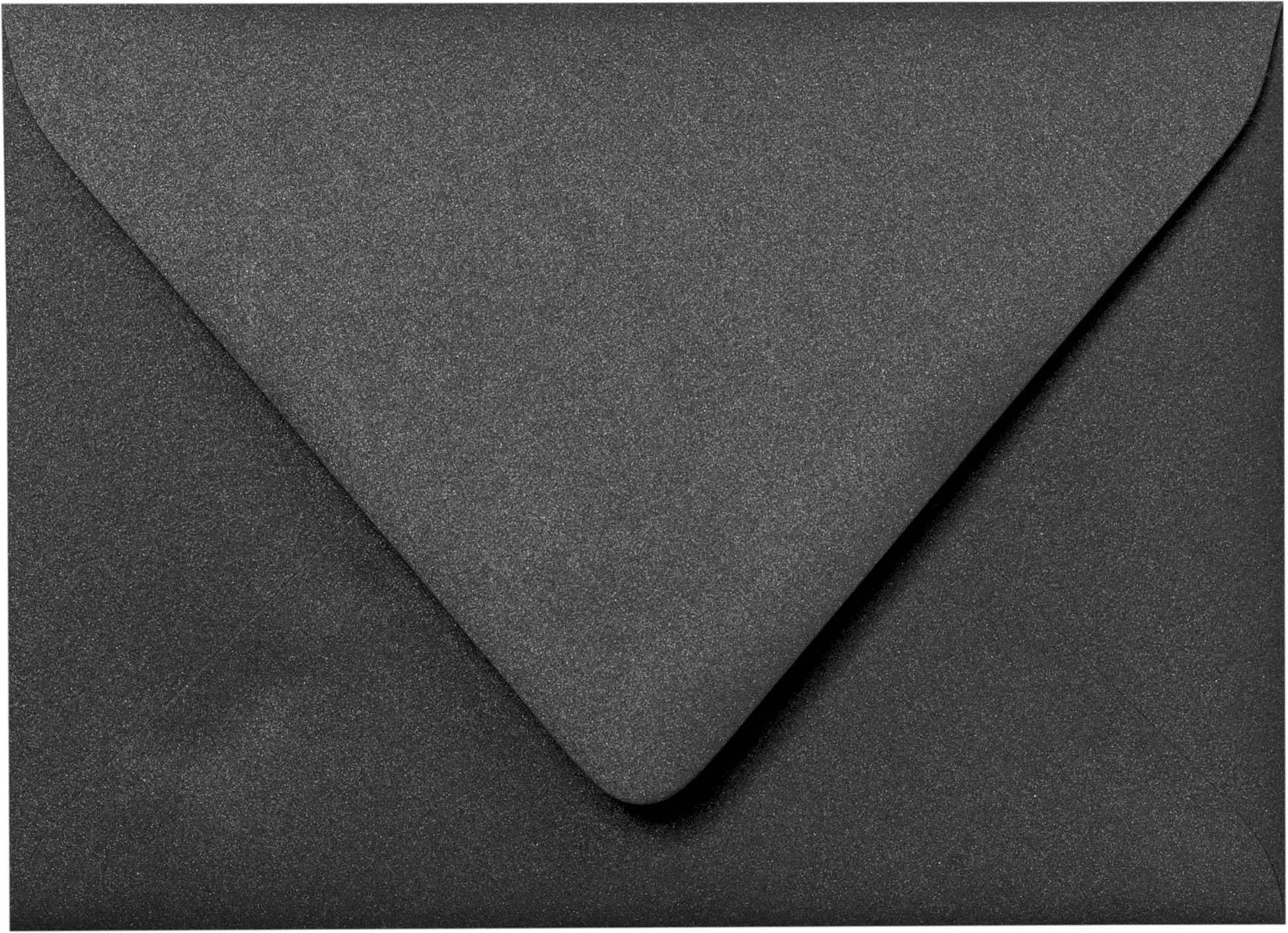 Outer A-7.5 Onyx Black Metallic Euro Flap Envelopes (5 1/2" x 7 1/2") - 50 Envelopes from Paper and More